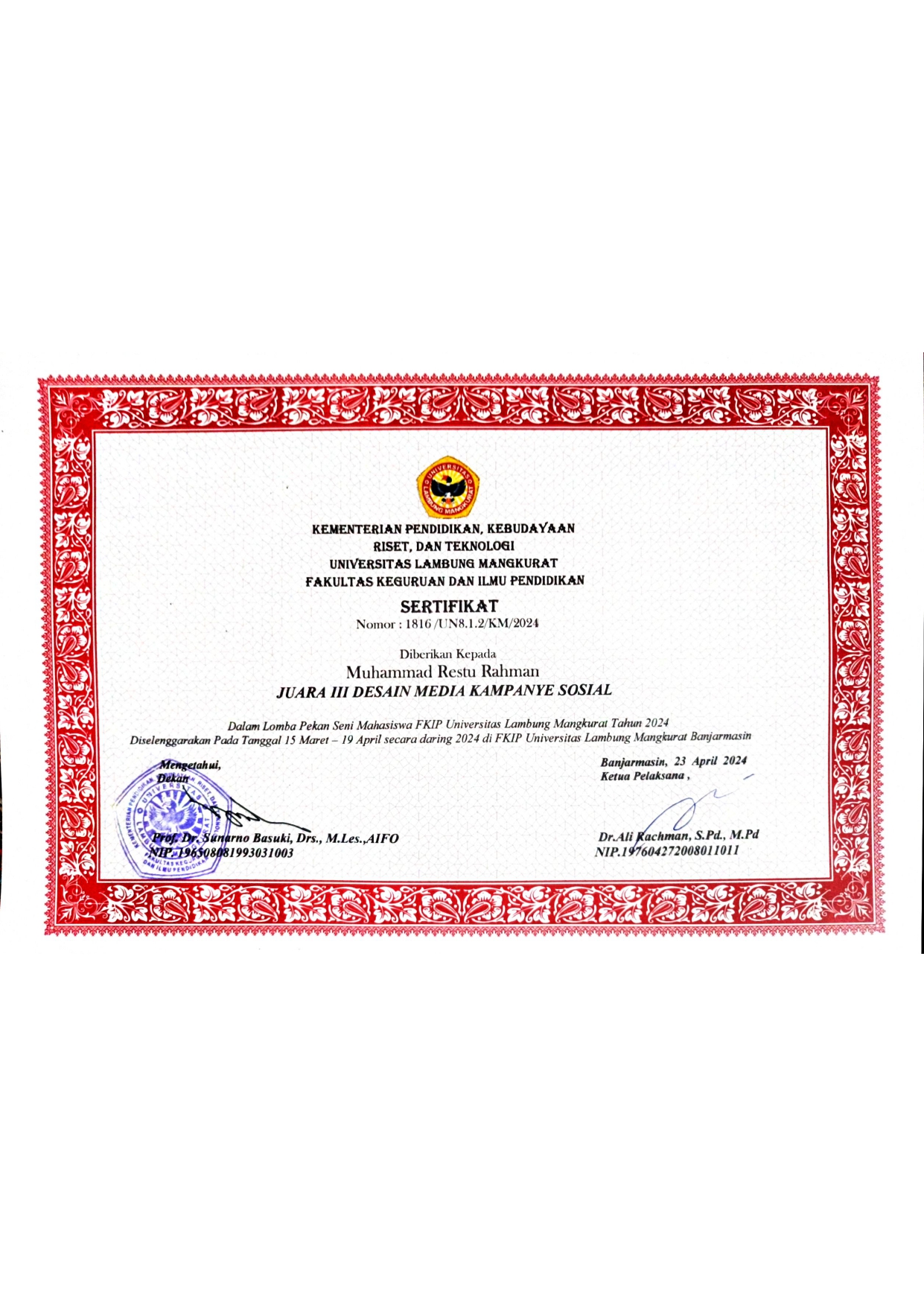 Juara III Desain Media Kampanye Sosial